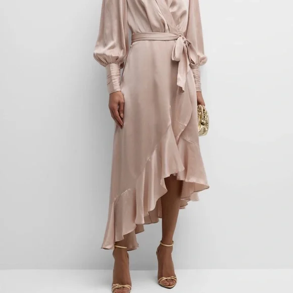Zimmermann Silk Wrap Midi Dress - Pink - 3